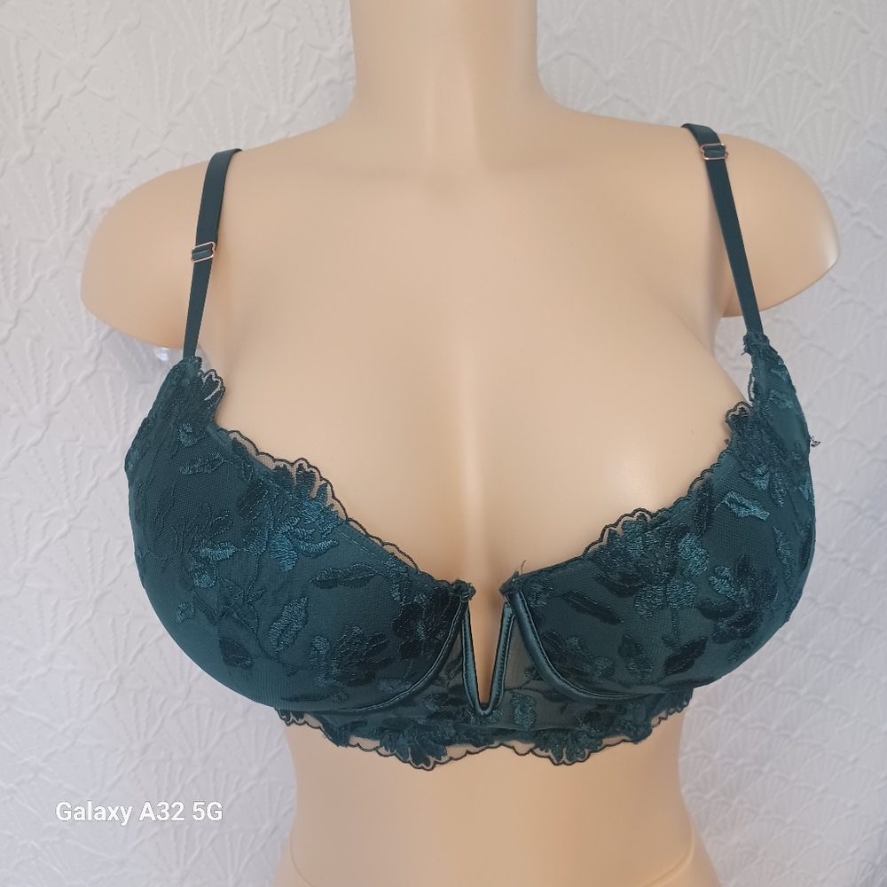 Marilyn Monroe Teal Lace Longline Push-Up Bra - Picture 4 of 7